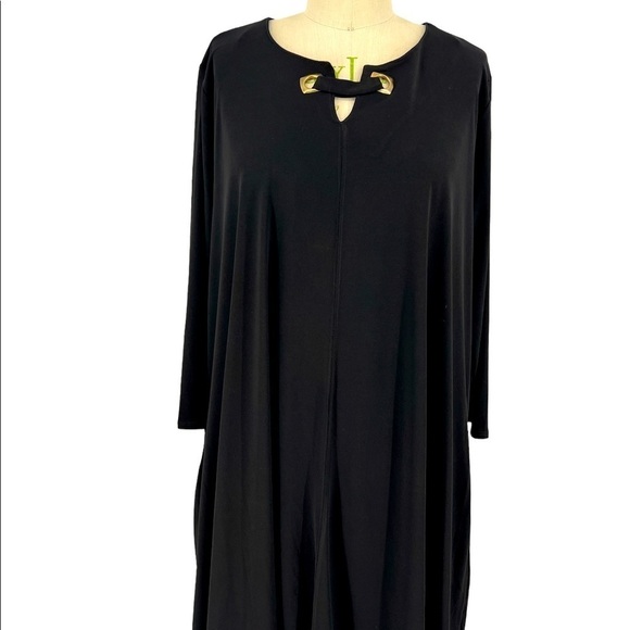 Nina Leonard Grommet-Accent Swing Crepe polyester spandex minimalist Dress 3X - Picture 3 of 5